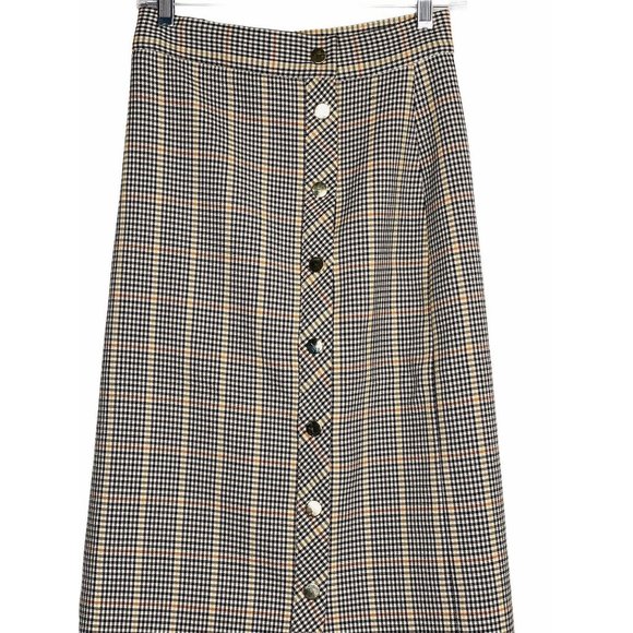 Zara Woman Plaid Tartan Pencil Skirt Button Down Lined size XS - Picture 2 of 11